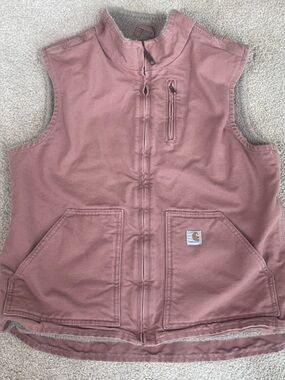 AWESOME! Rare*light Rose Pink CARHARTT VEST Sherpa Lined L